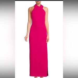 Pink Halter Column Gown Side Slit NWT Size XL